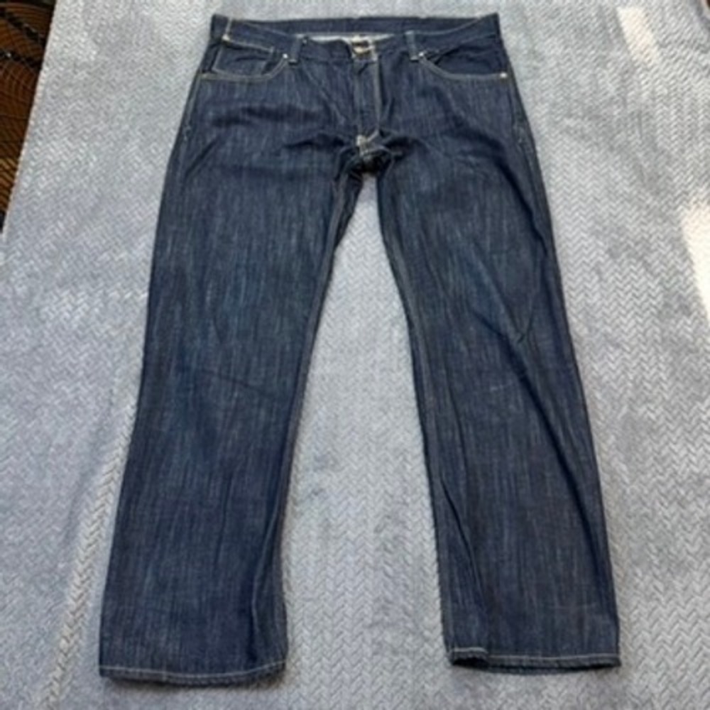 Levi's 514 Jeans Mens 40x31 Blue Slim Straight Dark Wash Denim Flap Pocket